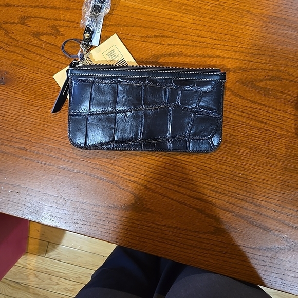 Dooney & Bourke Black Croc Embossed Clutch With Strap
